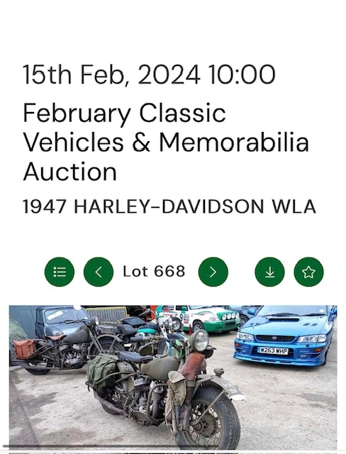 Harly Davidson WLA Auction Ad Harly Davidson WLA Auction Ad